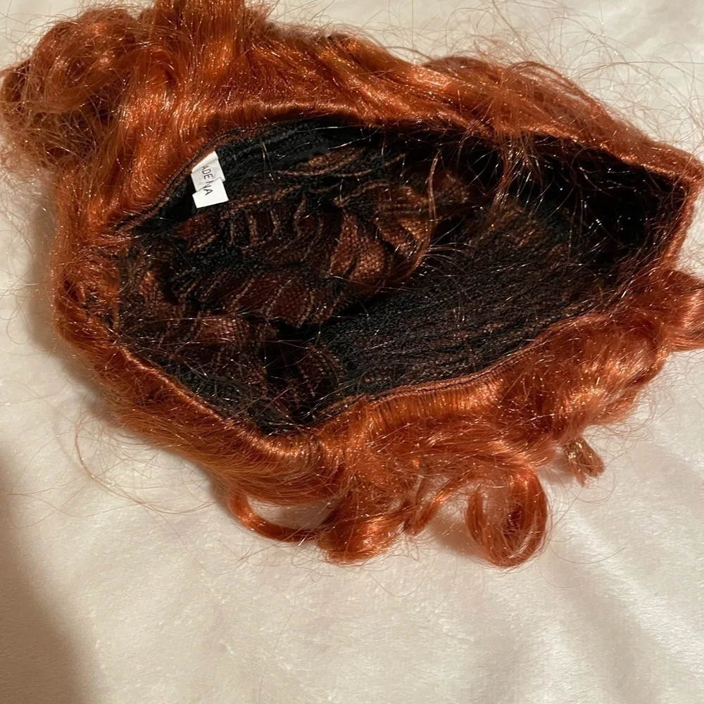 Red Synthetic Curly Hair with Bangs Cosplay Halloween Little Mermaid Ariel